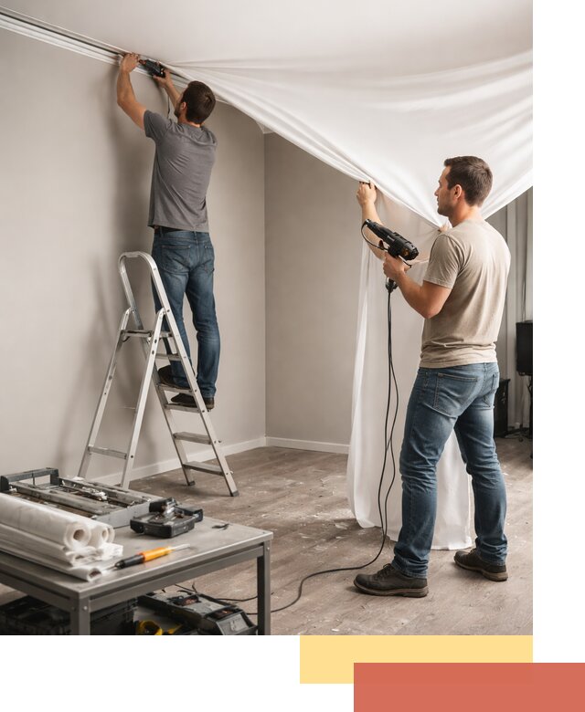 Монтаж натяжного потолка в студии в Пушкино