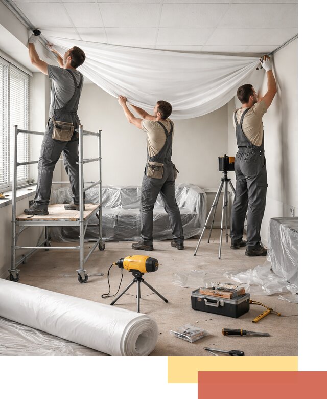 Монтаж натяжного потолка в офисе в Пушкино