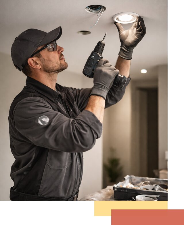 Установка точечных светильников в натяжной потолок в Пушкино