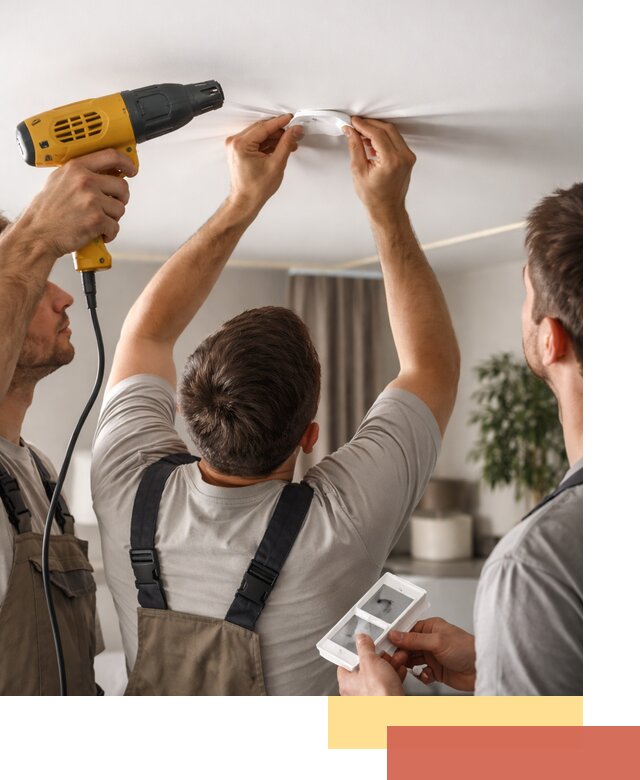 Ремонт прокола полотна натяжного потолка в Пушкино