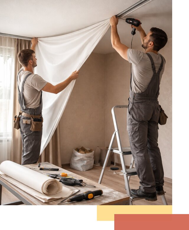 Замена полотна натяжного потолка в Пушкино быстро и качественно