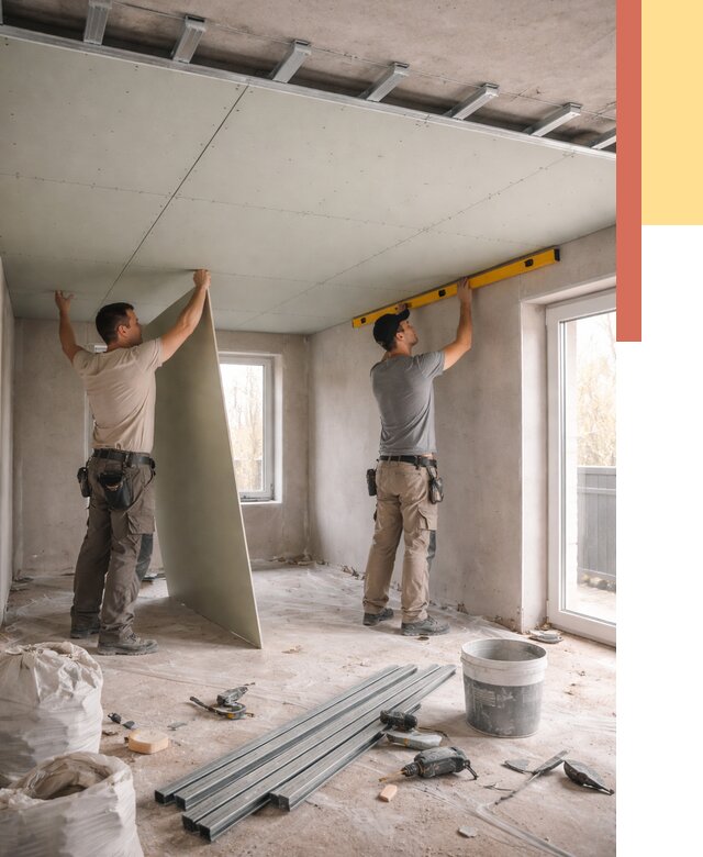 Одноуровневый потолок из гипсокартона в Пушкино от 778 руб. — монтаж под ключ | ОТДЕЛОЧНИК-Пшк