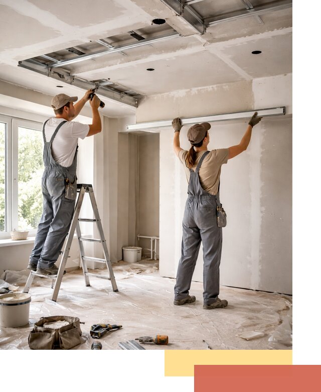 Монтаж многоуровневого потолка из гипсокартона в Пушкино