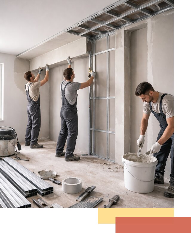 Монтаж потолка из гипсокартона с нишей в Пушкино