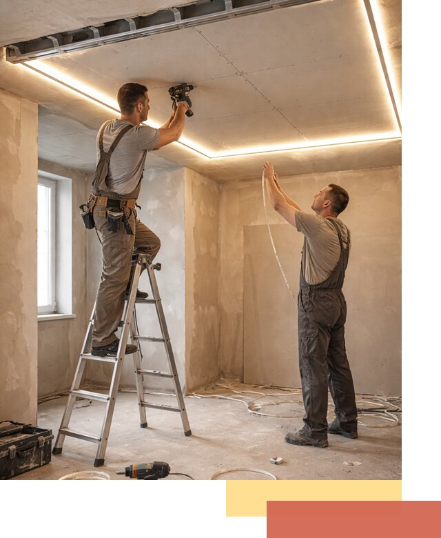 Потолок из гипсокартона с подсветкой в Пушкино