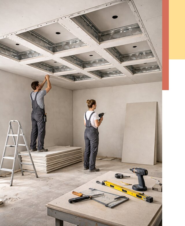 Кессонный потолок из гипсокартона в Пушкино от 1919 руб. — монтаж и под ключ | ОТДЕЛОЧНИК-Пшк