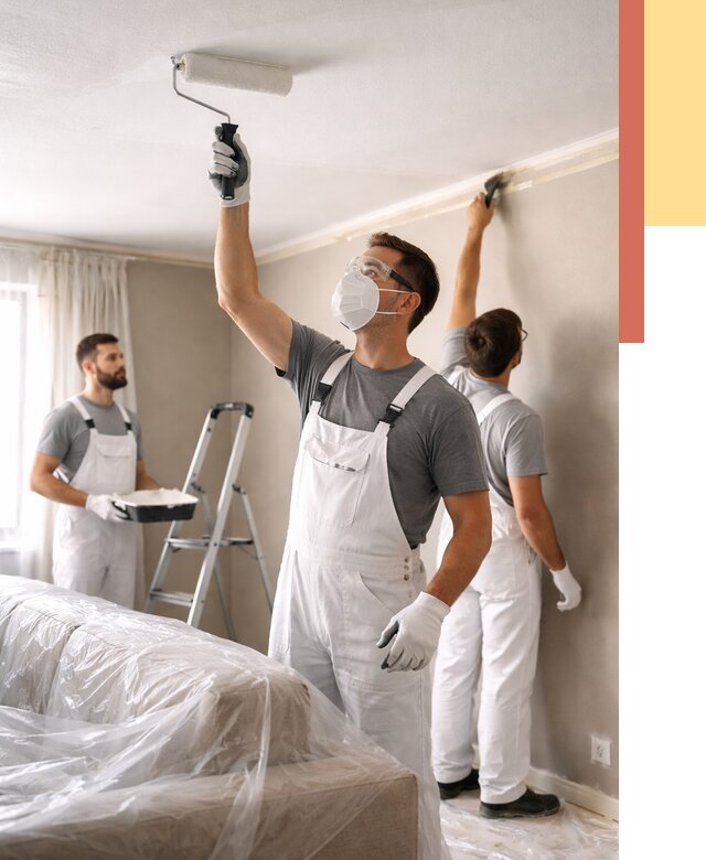 Покраска потолка водоэмельсионной краской в Пушкино от 2282 руб/м² — услуги под ключ | ОТДЕЛОЧНИК-Пшк