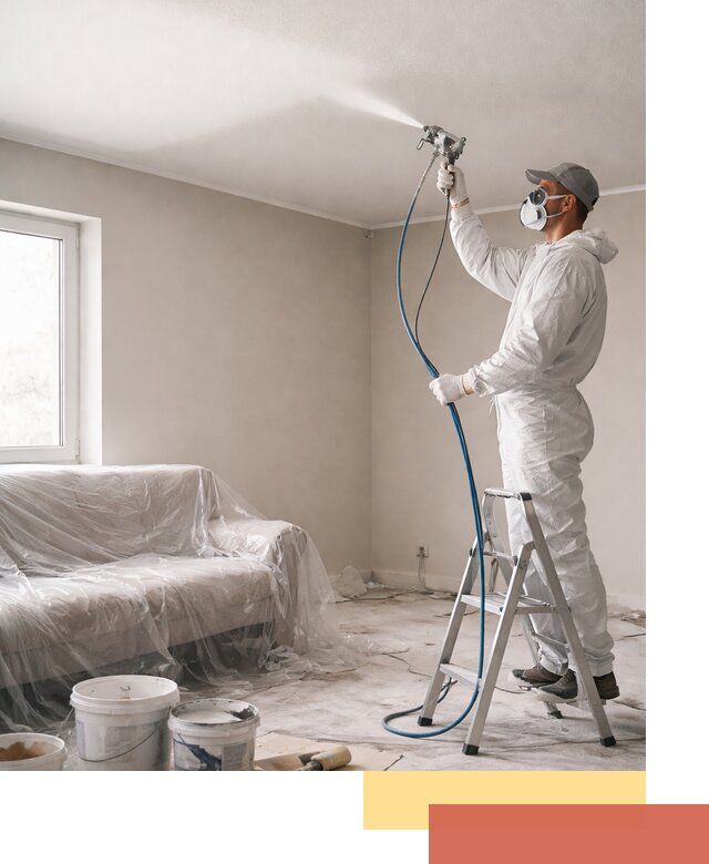 Покраска потолка краскопультом в Пушкино быстро и качественно