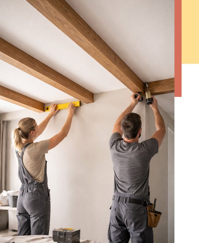 Монтаж декоративных балок на потолок в Пушкино от 4357 руб. — ОТДЕЛОЧНИК-Пшк