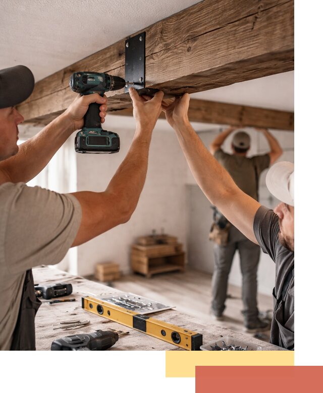 Монтаж декоративных потолочных балок в Пушкино